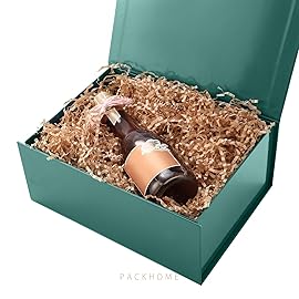 PACKHOME Christmas Gift Box 9x6.5x3.8 Inches, Rectangle Collapsible Box with Magnetic Lid for Xmas Gift Packaging (Glossy Dark Green)