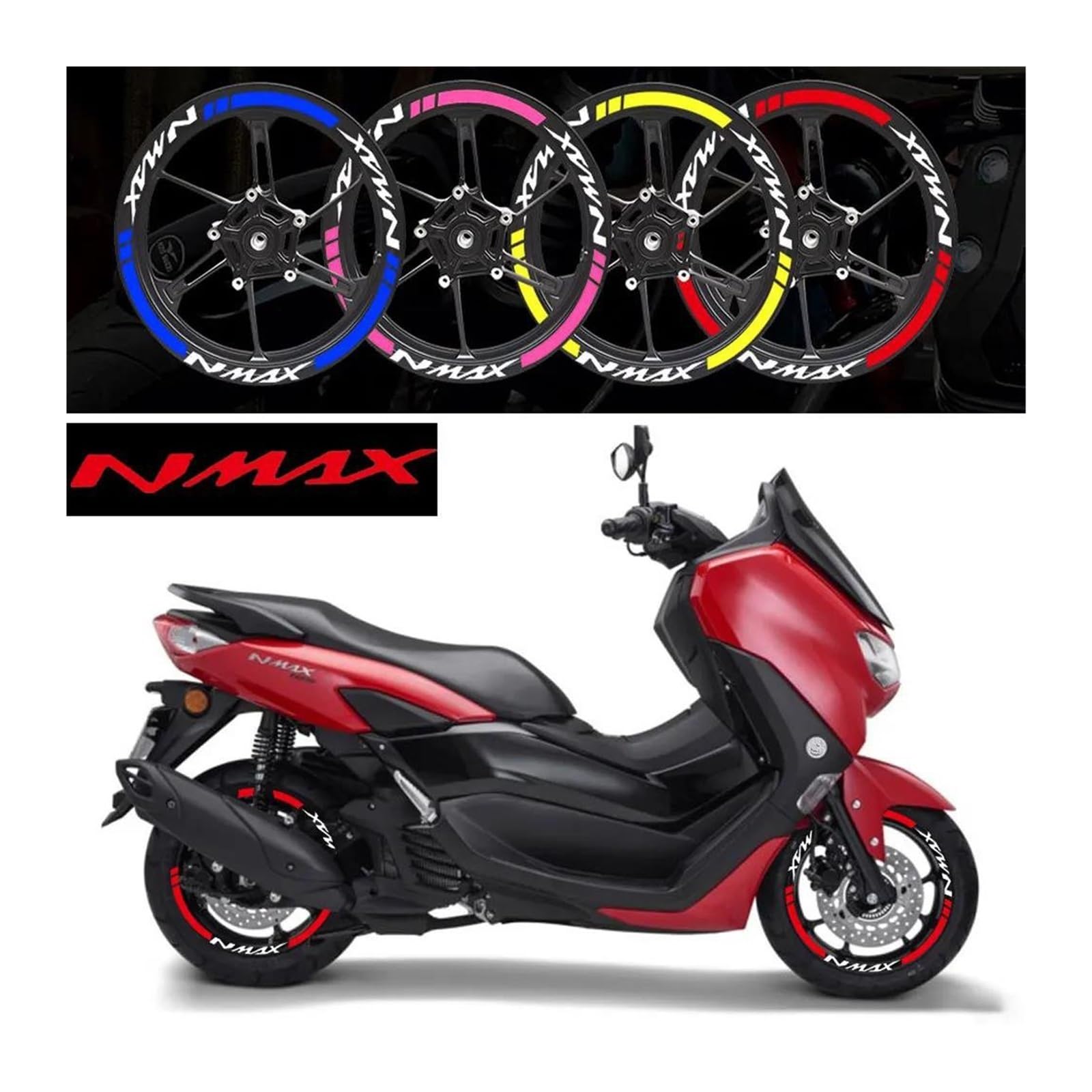 do NMAX N Max N-max 155 125 naklejka na piastę koła motocykla, skuter, obręcz, paski, naklejki, akcesoria do roweru (odblaskowa, pomarańczowa)