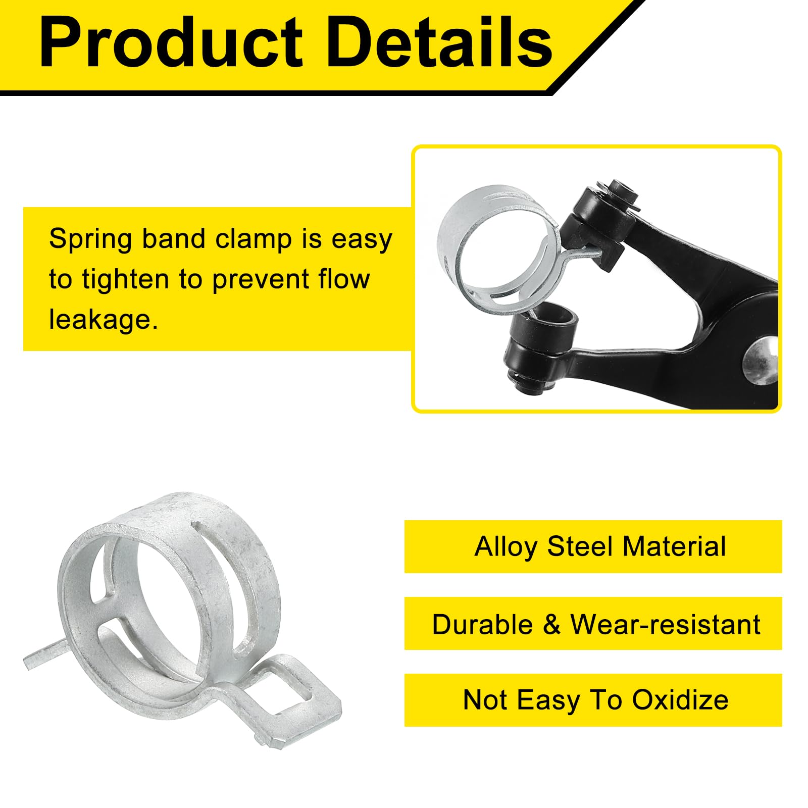 Sourcingmap 12Pcs Spring Band Type Action Fuel/Silicone Vacuum Hose Pipe Clamp - Image 3