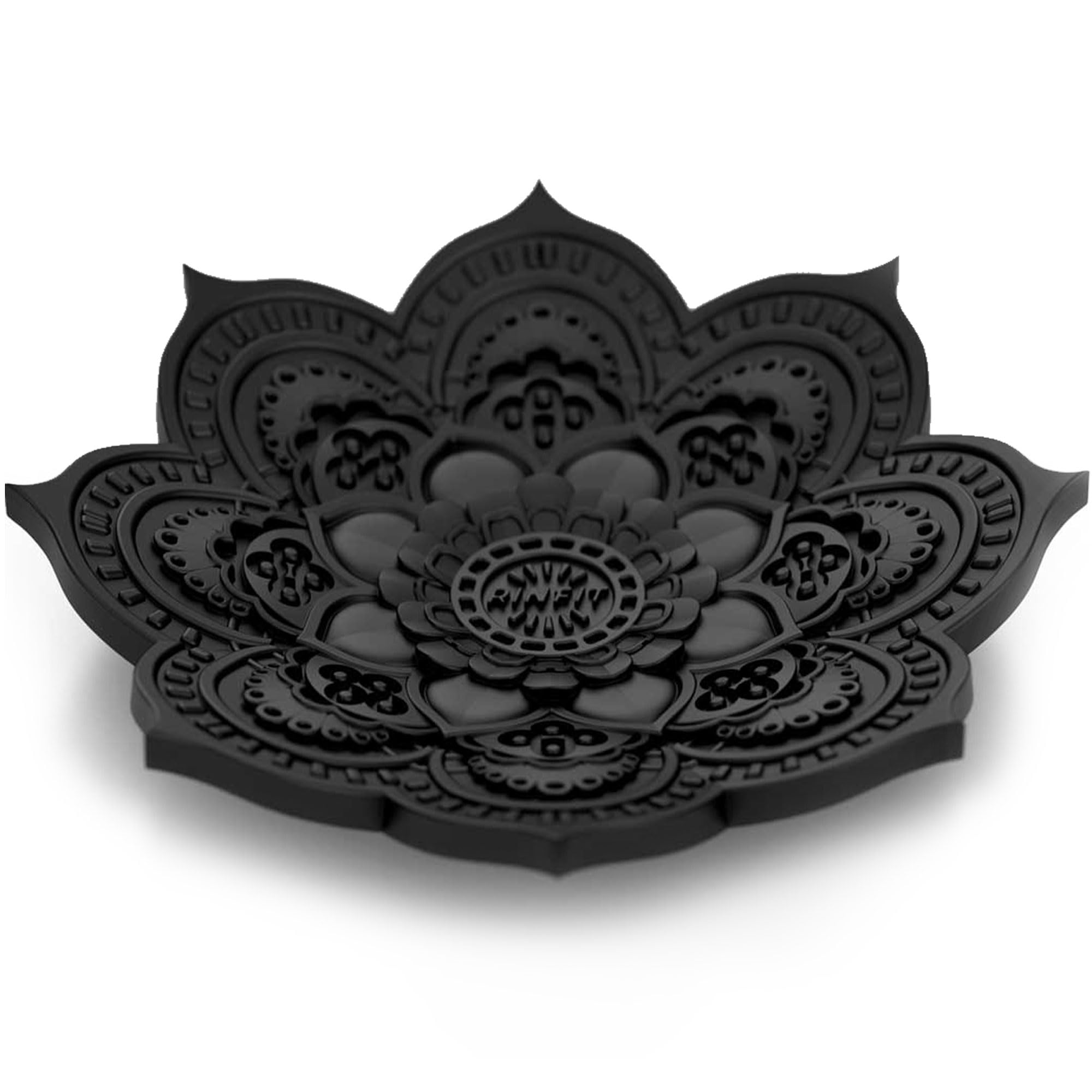 Rinfit Mandala Silicone Ring Dish Elegant Jewelry Organization - Jewelry Dish Tray for Rings, Earrings or Necklaces - Black