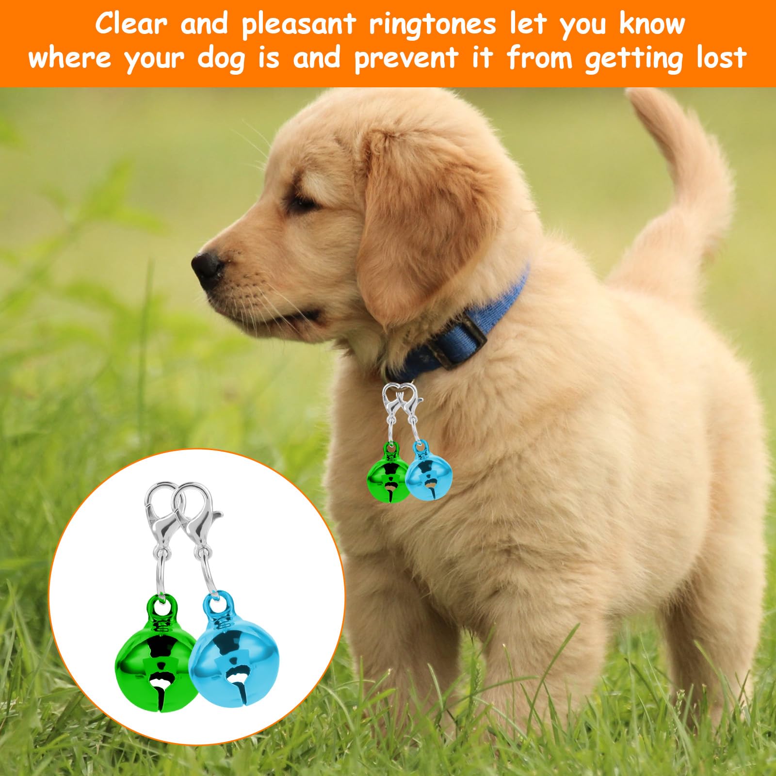 YUXIANLB Lot de 36 clochettes pour collier de chat et chien, clochette puissante pour collier de chat, breloques de collier avec son fort et net, clochettes de suivi des animaux domestiques,