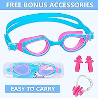 Vista 11 de Gorros de natación para niñas (de 2 a 6 años), gorro de natación de silicona impermeable duradero para cabello corto con gafas de natación, tapón