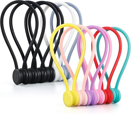Bridas magnéticas para cables, organizadores de cables magnéticos de silicona reutilizables para agrupar, clips de refrigerador, marcadores de