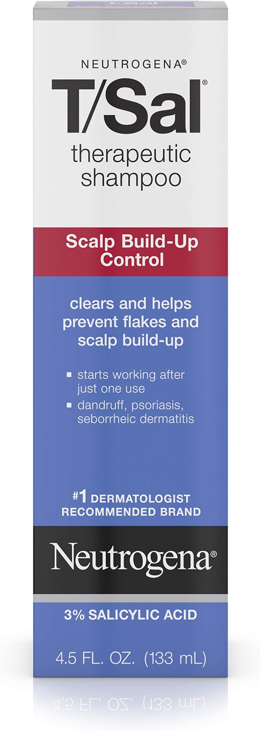 Neutrogena T/SAL Therapeutic Shampoo for Scalp Build-Up Control with Salicylic Acid, Scalp Treatment for Dandruff, Scalp Psoriasis & Seborrheic Dermatitis Relief, 4.5 fl. oz
