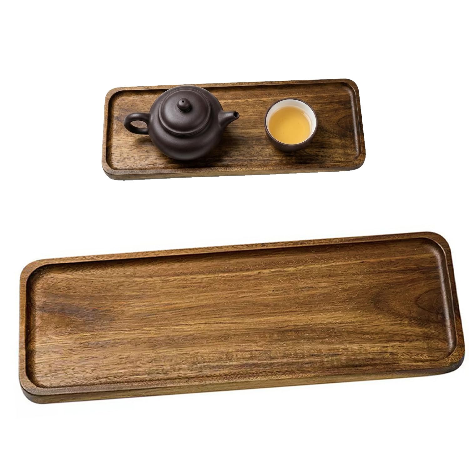 Hkmuisry Brown Wooden Tray, Acacia Wood Tray For Candle, Perfume Display, Serving Meals