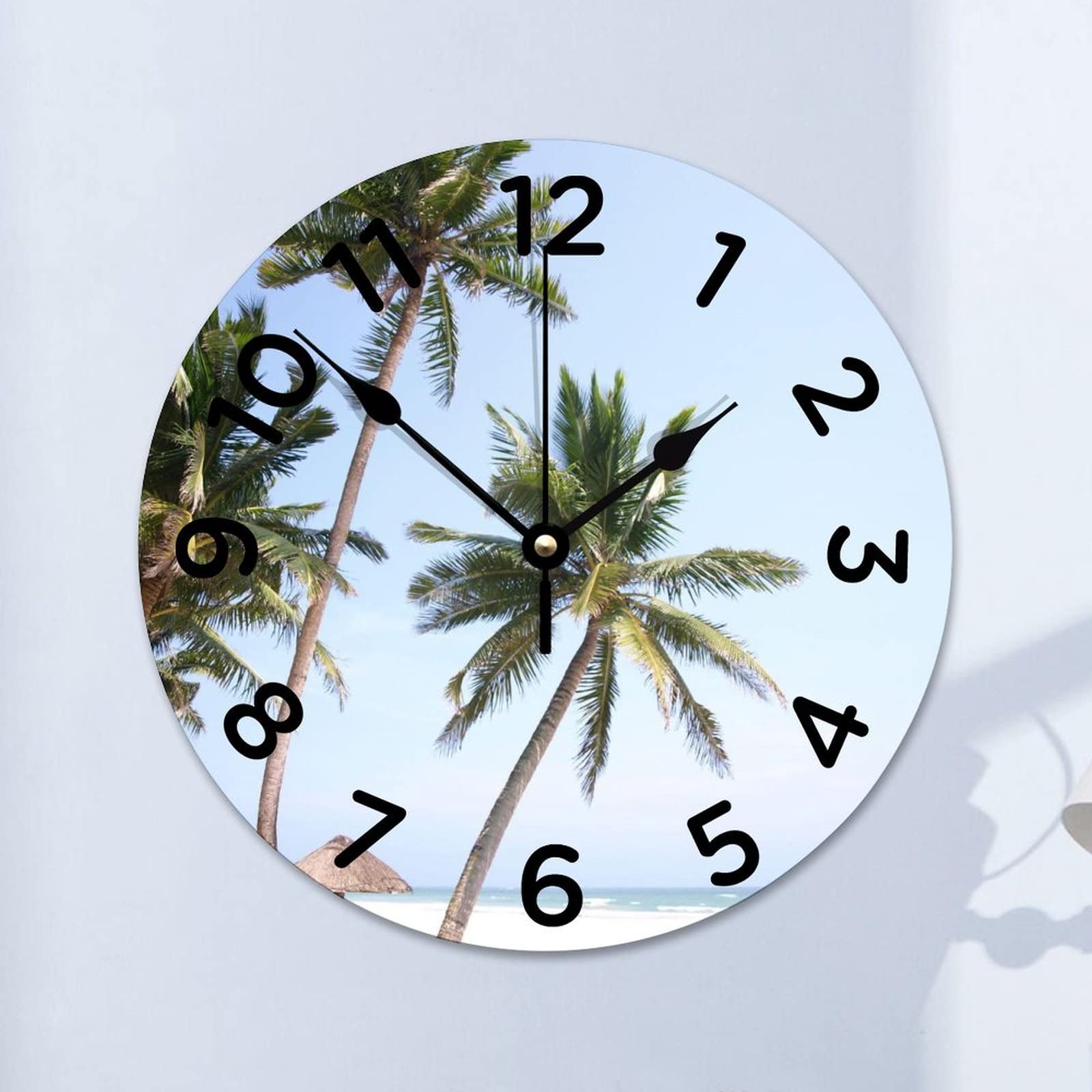 Horloge murale silencieuse en bois de cocotier artisanal haut de gamme