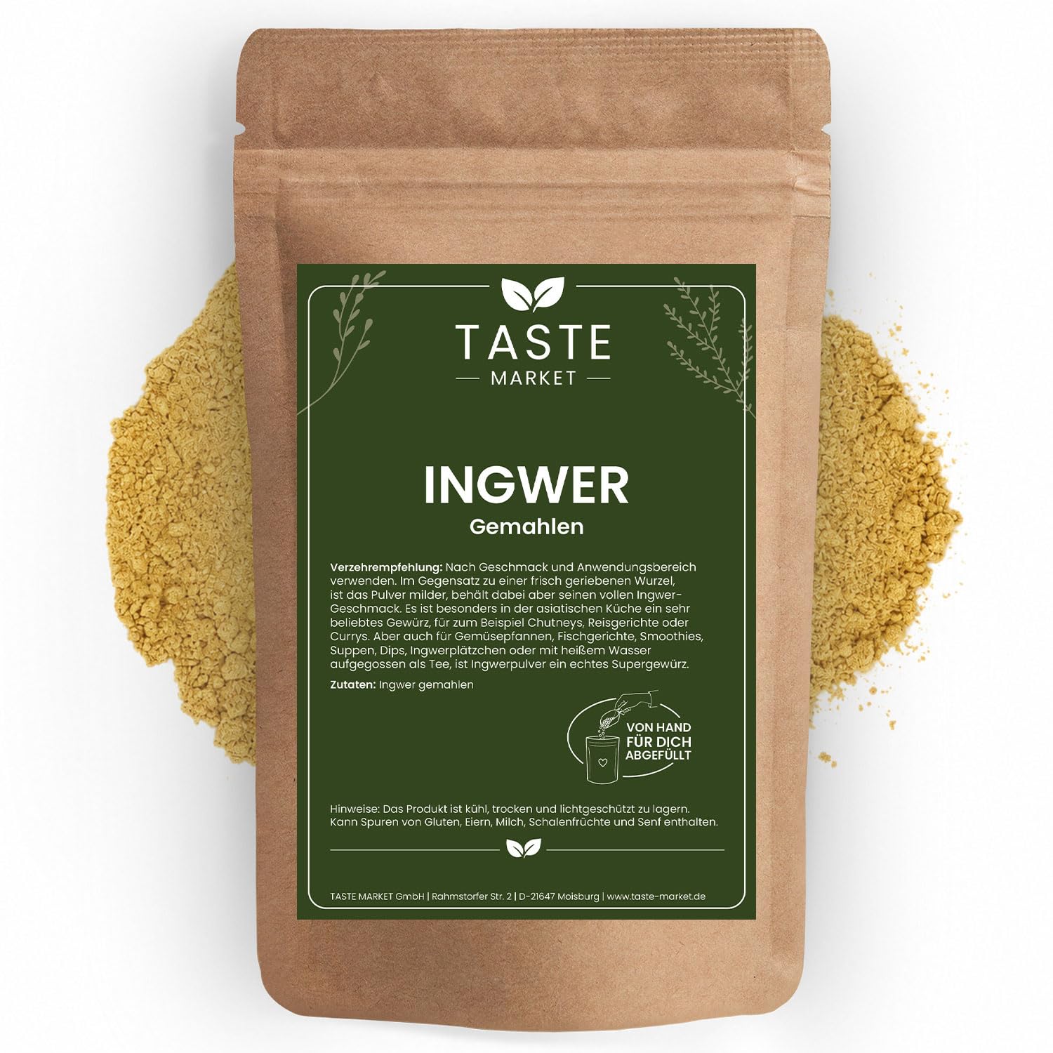 10 kg Ingwer Pulver | Ingwer gemahlen | Ingwertee | Ingwerwurzel gemahlen | Gewürz Spice | Ingwerwasser Ingwertinktur 10.000 g