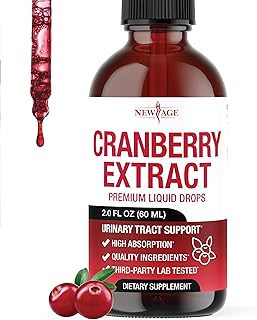 NEW AGE Cranberry Concentrate Liquid Drops – Cranberry Drops (Vaccinium macrocarpon) Extract – Urinary Tract & Bladder Support, Antioxidant Protection – Vegan, Alcohol-Free, Sugar-Free – 2 fl oz