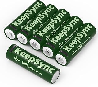 Rechargeable Lithium AA Batteries, 1.5V Constant Output, Chargeable Over 1000+, Fast Charging, Built-in Smart Protection, Safe and Reliable for Doorbells, Keyboard, Smart Door Locks (6 Packs)