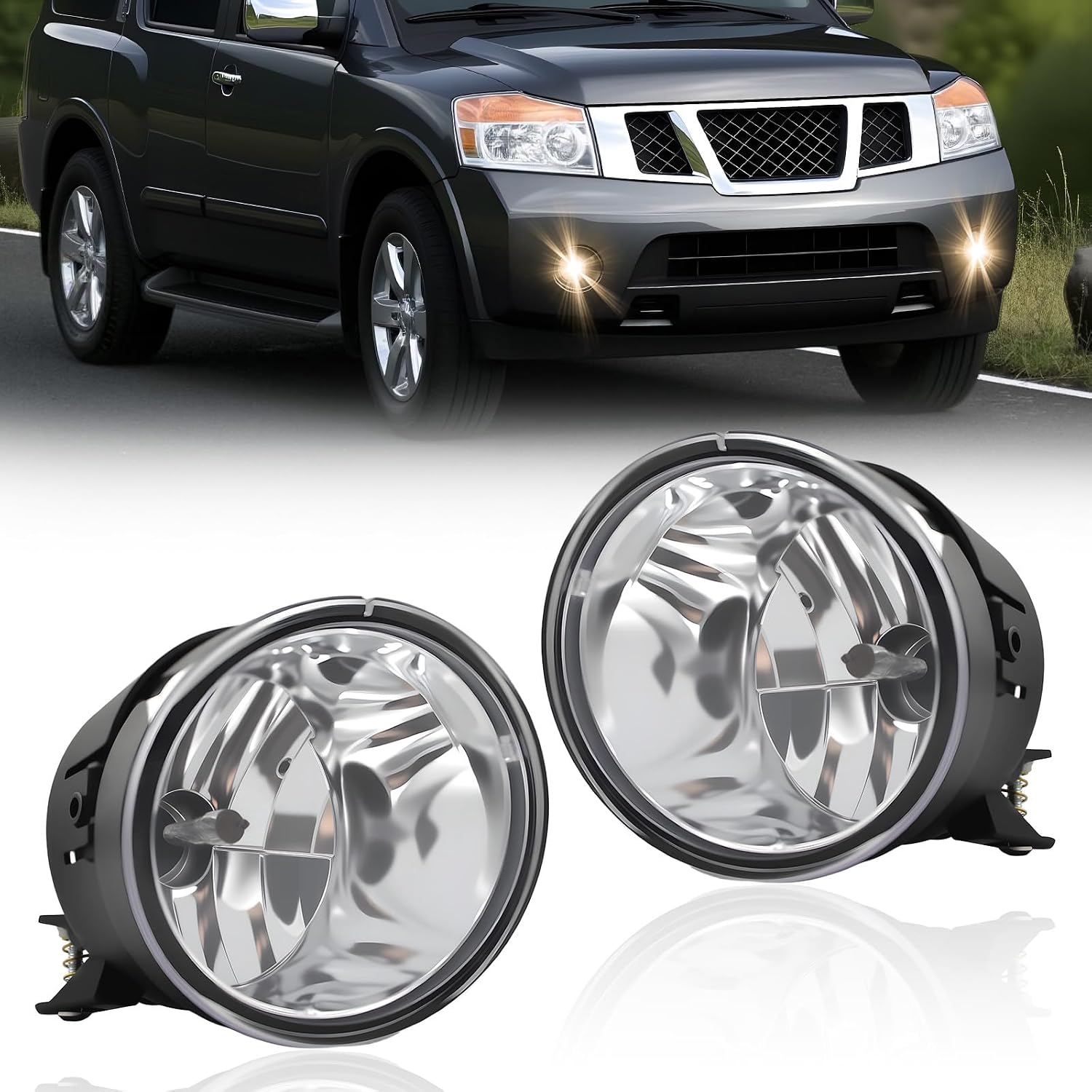 Fog Lights Compatible With 2004-2015 Nissan Titan/2005-2007 Armada Fog Lamps Assembly Front Outside Driving Lights Halogen Bulb 1 Pair of Fog Lights