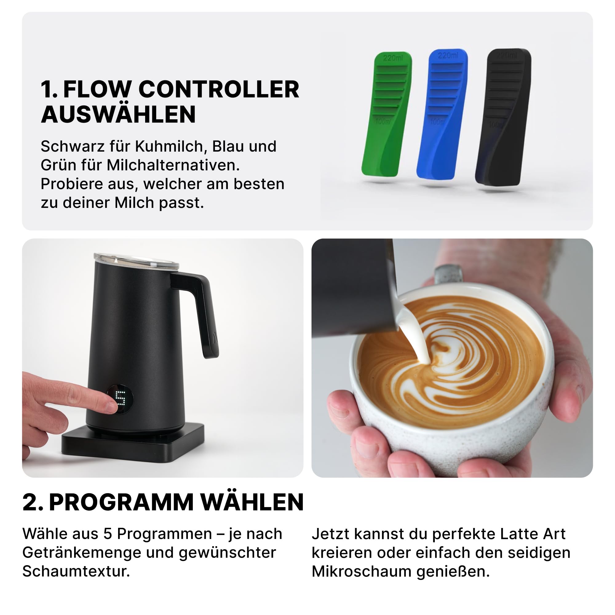 Subminimal Spieniacz do mleka NanoFoamer PRO | Elektryczny spieniacz do mleka bez użycia rąk do Latte Art | Profesjonalna pianka mleczna bez rury parowej | Do mleka krowiego i napojów na bazie roślin
