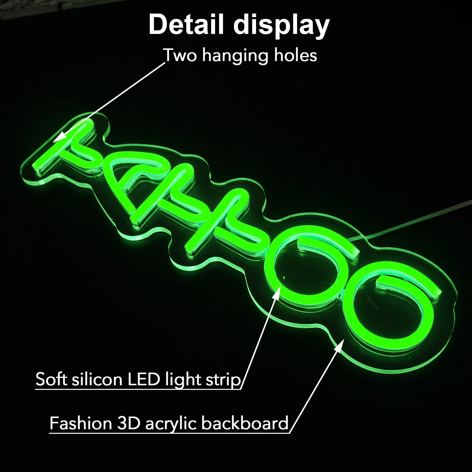 Green Tattoo Neon Sign Tattoo Wall Decor Neon Light Dimmable Tattoo Led Sign Beauty Salon Neon Sign, Custom Shop Neon Sign Man Cave Led Sign USB Business Neon Sign