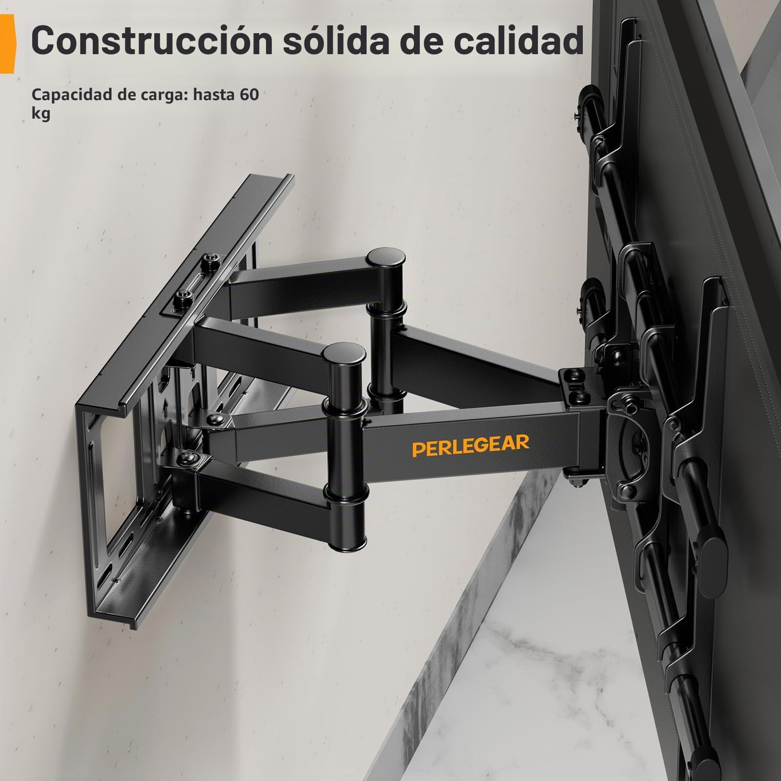 Perlegear Soporte de TV Pared Articulado Inclinable y Giratorio, Soporte TV para Pantallas de 37-84 Pulgadas, hasta 60 kg, MAX VESA 600x400 mm