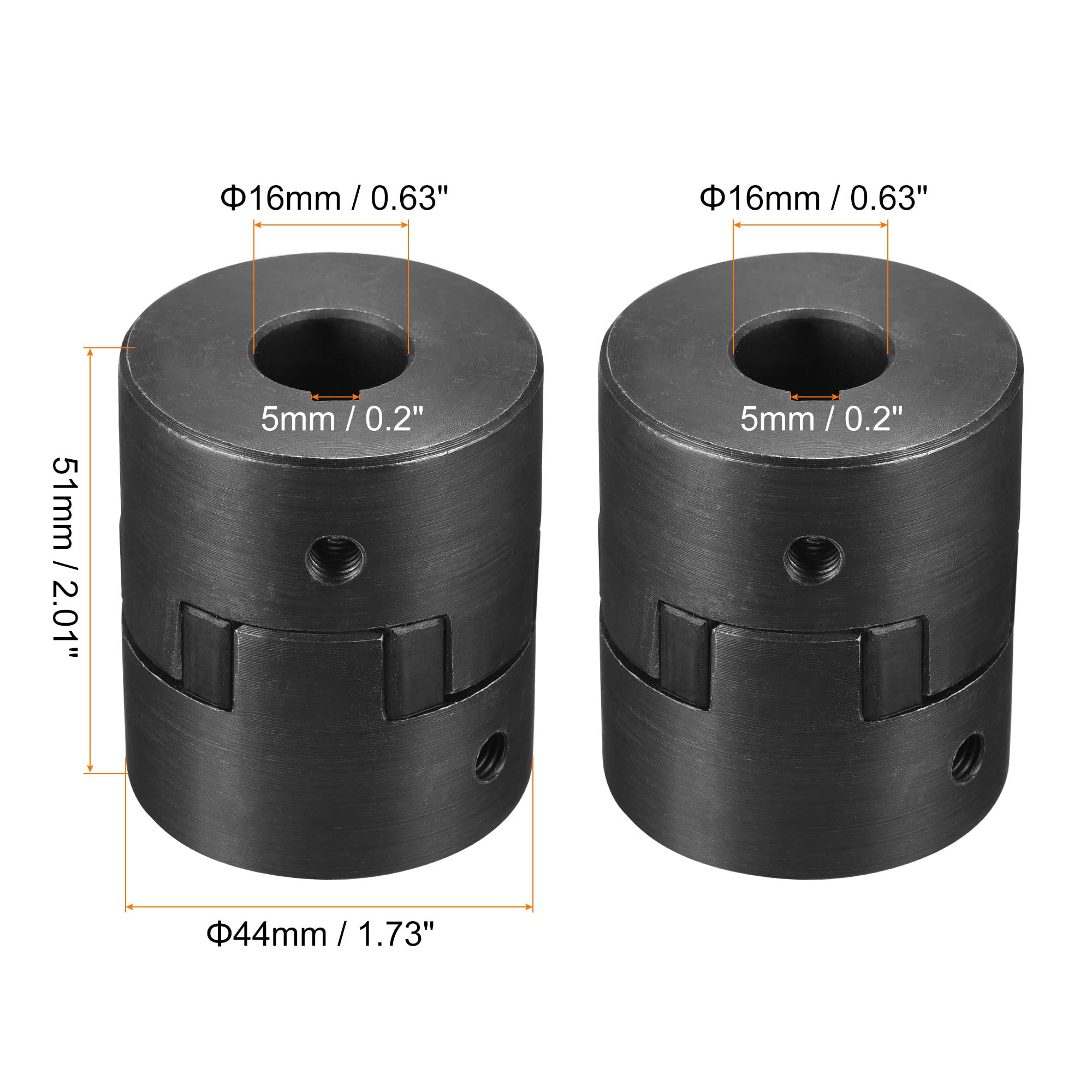 sourcing map Flexible Kupplungswelle 16 mm bis 16 mm Flexible Kupplung 51 mm L x 44 mm OD Motorkupplungsgelenk