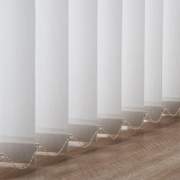 Cordless Custom No Drill Vertical Blinds for Window, Room Divider, Door Blinds, Blinds for Sliding Glass Doors, Temporary Wall, Closet Curtain, Room Door, Privacy and Filter Light, Woven White