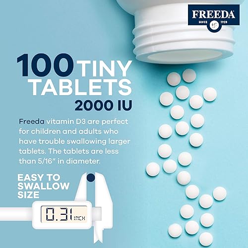 Miniatura 5 de FREEDA Vitamina D3-2000 UI  Vitamina D de alta potencia para la fuerza ósea y apoyo inmunológico  Tabletas fáciles de tragar  100 tabletas pequeñas