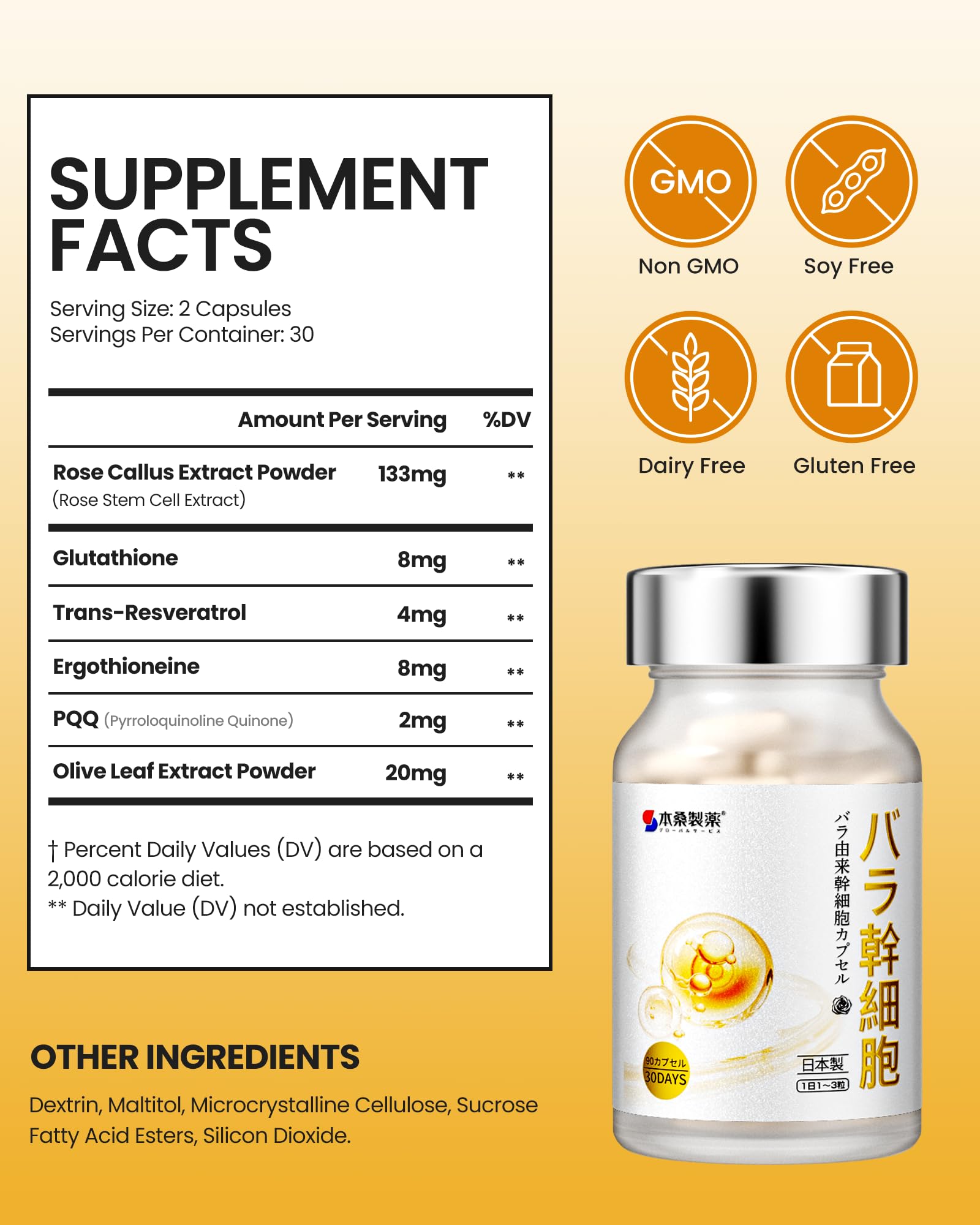 Glutathione Supplement with Trans-Resveratrol, PQQ & Ergothioneine, 60 Caps — Amazon image 3