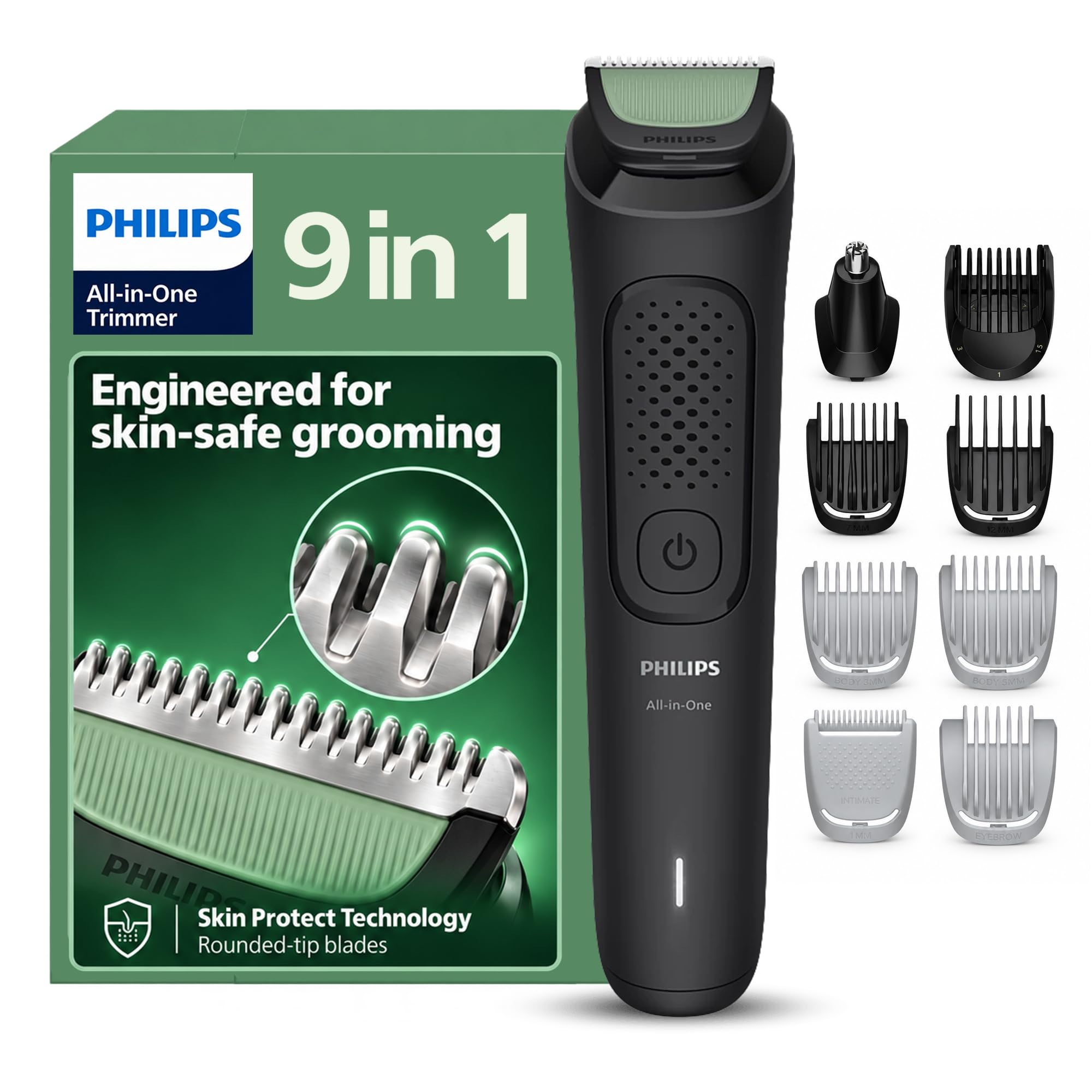 Philips India's No.1 Men's Trimmer* | One stroke beard trimming | All-in-One Grooming Kit- Face, Hair, Body | Ear/Nose attachment | Safe for Sensitive Skin | 60 mins runtime | 2yrs warranty* | MG3927 — image 1 of 9