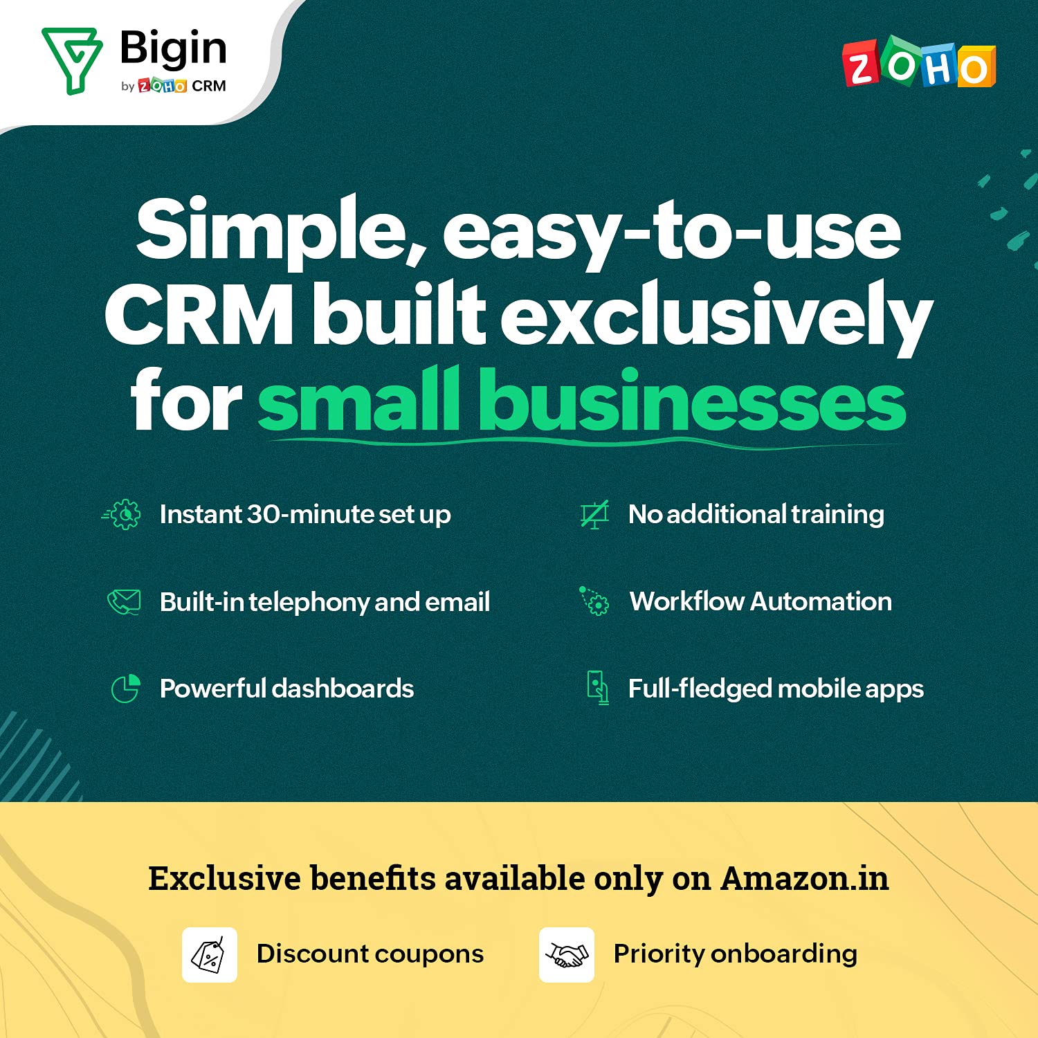 Zoho Bigin: Customer Relationship Management Software, Express - 1 Month Plan (part of Amazon Digital Suite) (B09C3MNHCW) Amazon Price History, Amazon Price Tracker