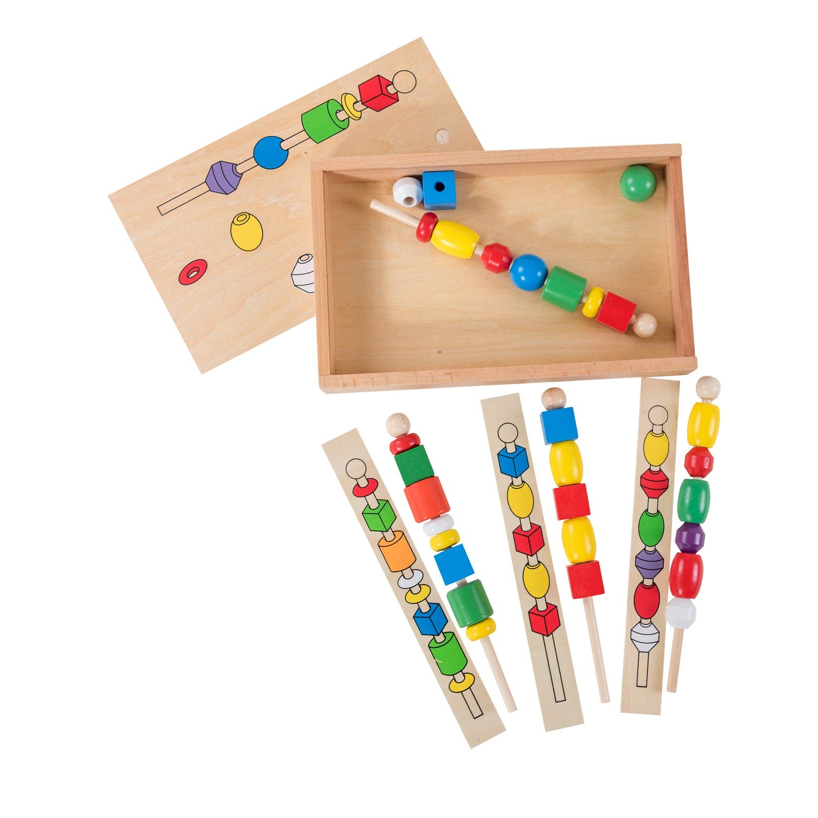 Wooden Lacing Beads for Toddlers Sequencing Activities Set Montessori