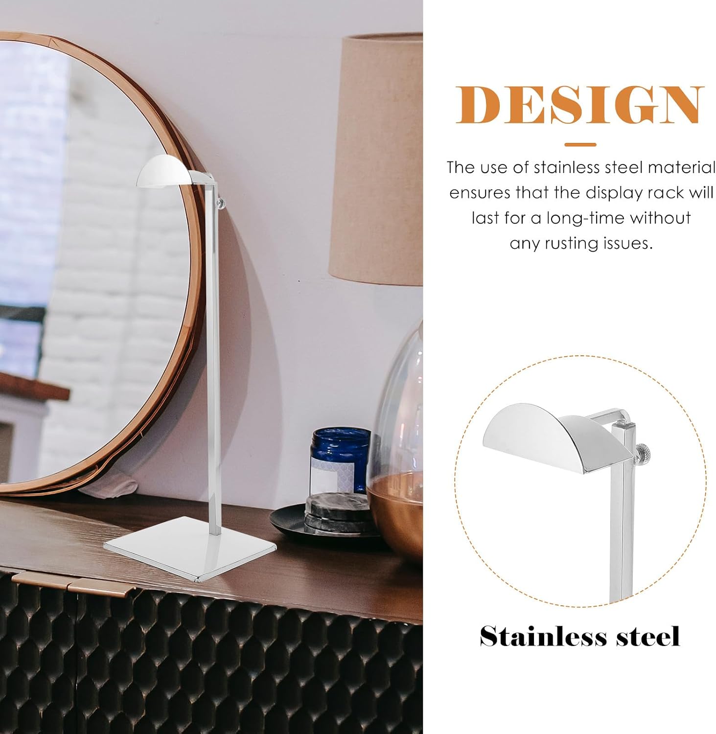 VALICLUD Stainless Steel Handbag Display Stand Adjustable Height Purse Hanger with Thick 13x13cm Base for Crossbody Bag Organizer and Boutique Store Showcase