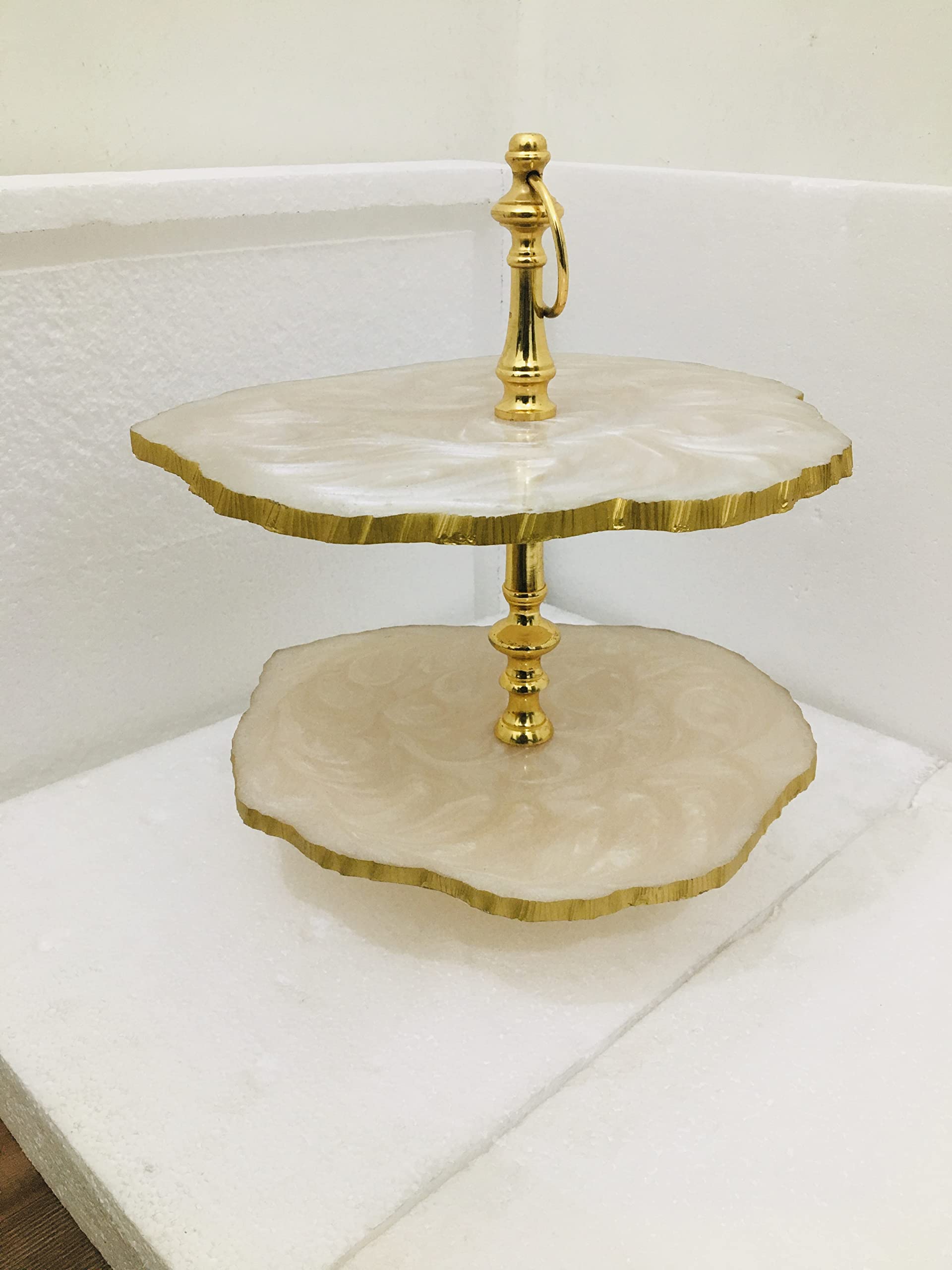 Maverics Resin Double Decker Cake Stand | Multi-Purpose Dessert Holder for Anniversary, Birthdays, Weddings and Parties