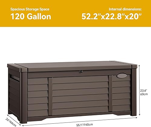 Miniatura 8 de DWVO Caja de almacenamiento con rejilla para exteriores con capacidad de 120 galones, caja de almacenamiento grande para almohadas al aire libre,