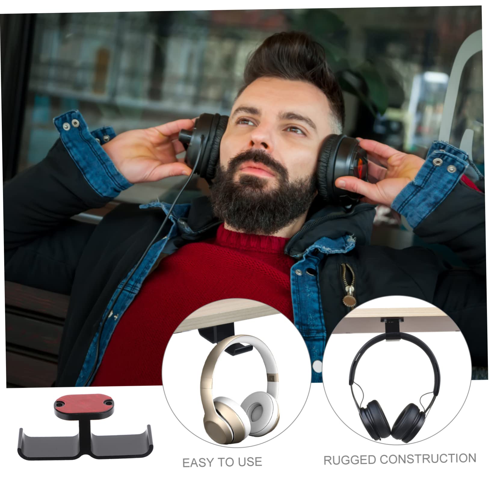 Uonlytech 4pezzi Supporto Per Cuffie Gaming Con Doppio Gancio Montaggio Sotto Scrivania Adesivo o Viti Design Salvaspazio Per Ufficio e Casa