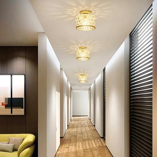 Miniatura 9 de Lámpara de techo moderna de montaje empotrado, bombilla incluida, con pantalla de cristal martillado transparente de granja, lámparas de techo de