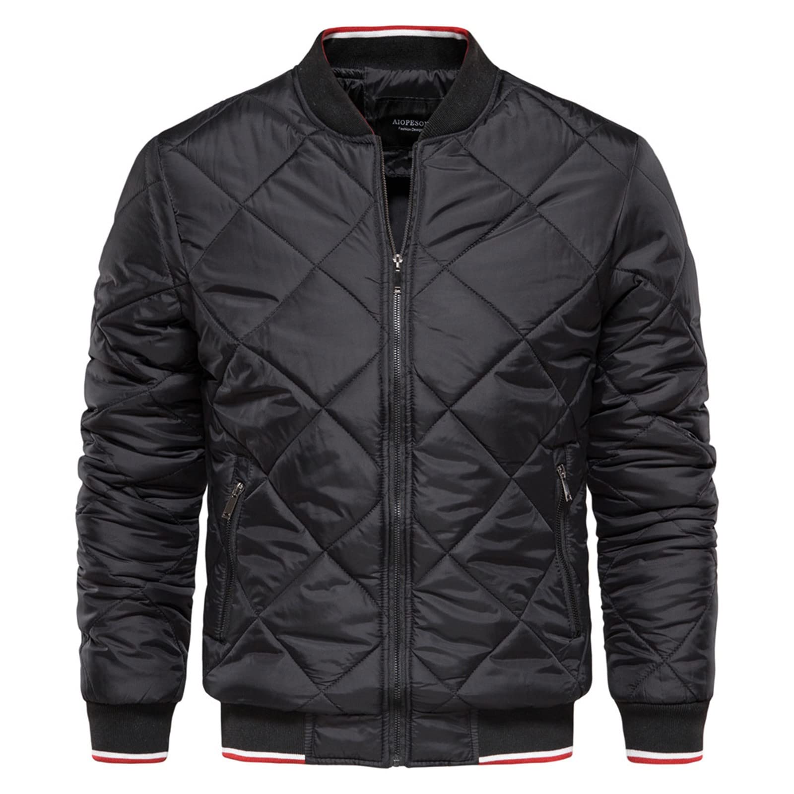 LuvlC Jackets For Men,Softshell Quilted Motorcycle Bomber Jacket,Oversized Zipper Winter Coats Warm Outwear With Pockets