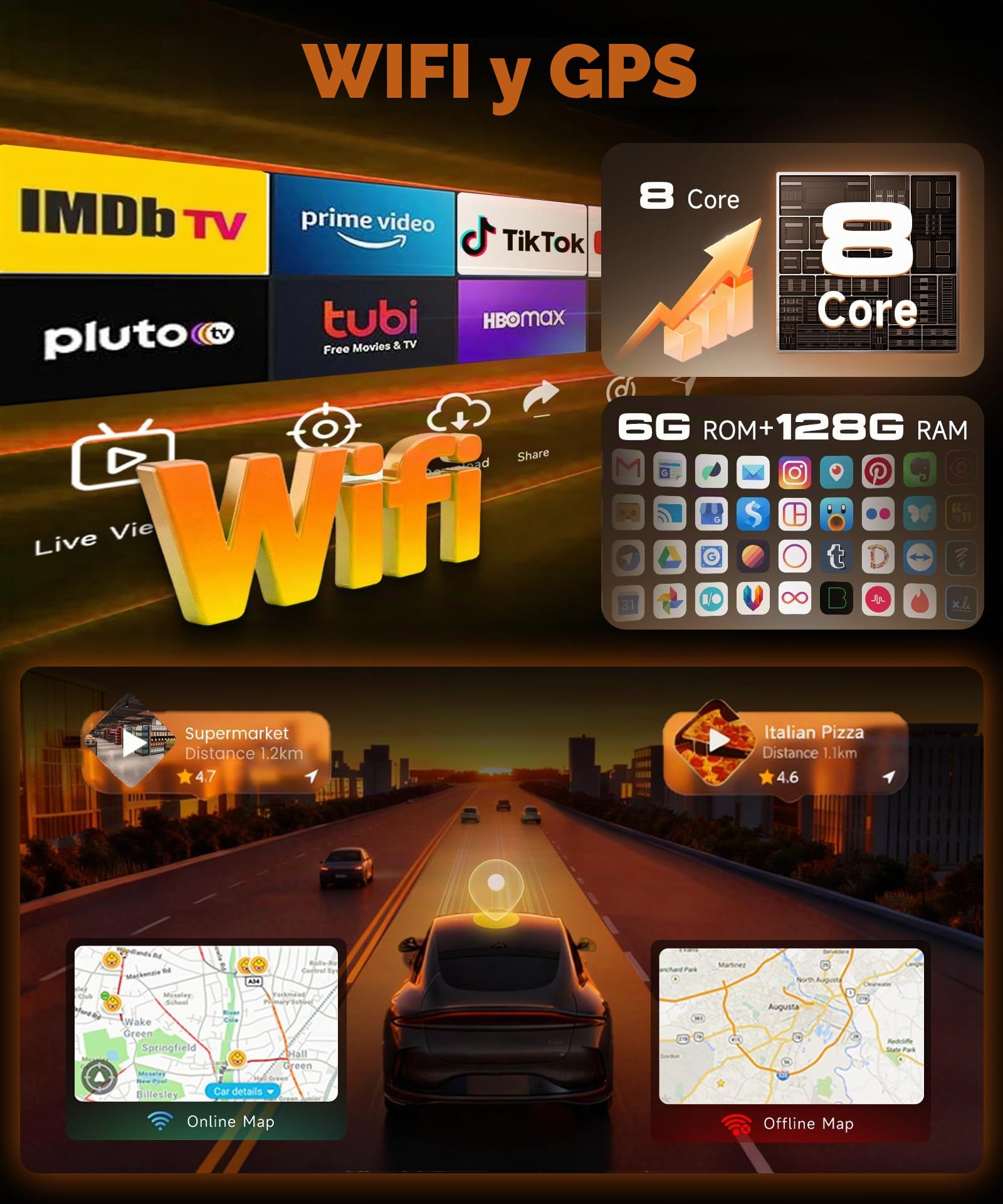 8Core 6G+128G Android Radio Coche para Citroen C5 2008-2017 Inalámbrico Carplay Android Auto GPS Navi WiFi 360° Panorámica 10 Pulgadas Pantalla Táctil Radio Bluetooth FM/RDS/DSP EQ/SWC Cámara Trasera