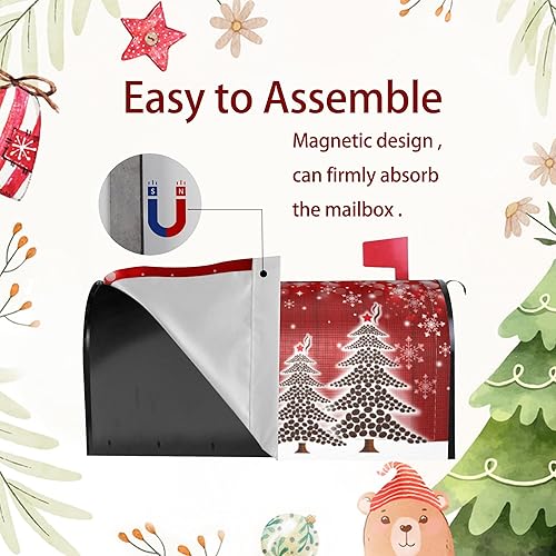 Miniatura 3 de Funda magnética para buzón de Navidad, diseño de árbol de copo de nieve de invierno, para jardín, patio, decoración del hogar, tamaño estándar, 21 x