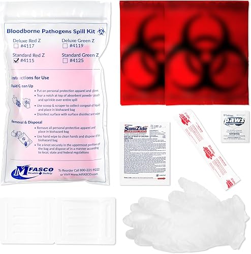 MFASCO Kit de limpieza para vómitos y líquidos corporales Kits de derrames de sangre, kit de derrames de líquidos corporales Solución de limpieza