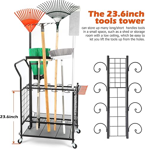 Miniatura 7 de Kingarage Organizador de herramientas de jardín, almacenamiento de herramientas de jardín, almacenamiento de herramientas de garaje, almacenamiento