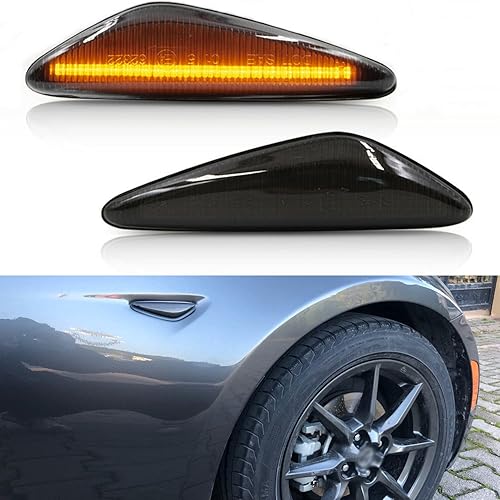Miniatura 5 de NSLUMO Luces LED de marcador lateral para Maz'da MX-5 ND 2009-2012 RX-8 lente ahumada ámbar delantero luces de marcador de guardabarros delantero