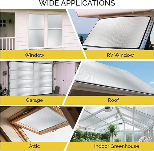 Miniatura 7 de fowong Lámina reflectante de doble cara de papel de aluminio con protección contra el calor, 48 pulgadas x 10 pies, tablero aislante de ventana de