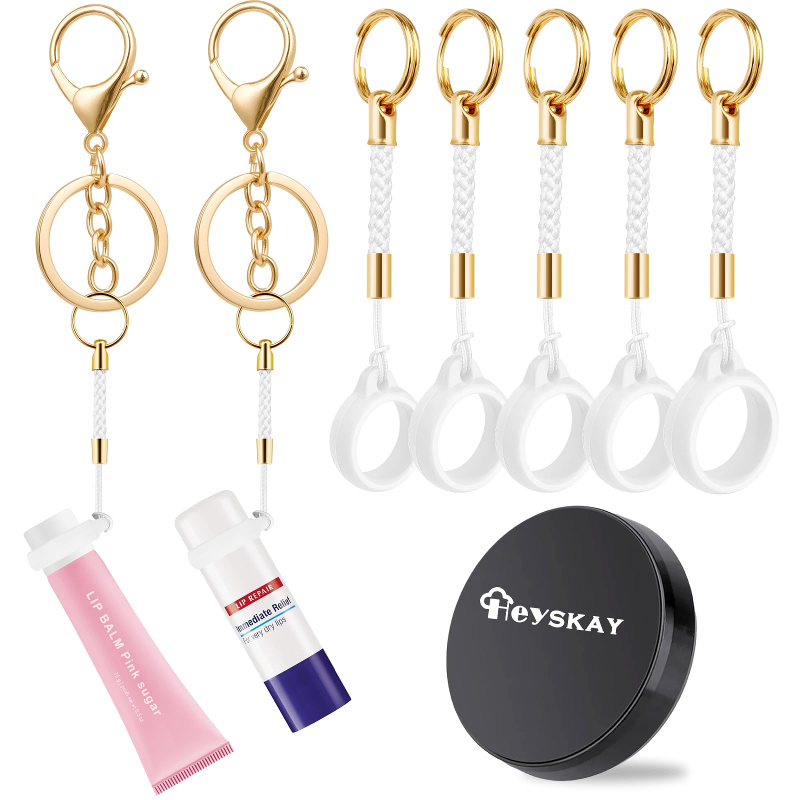 HEYSKAY Chapstick Holder Key Chain Lipstick Holder Lip Balm Holder Keychain