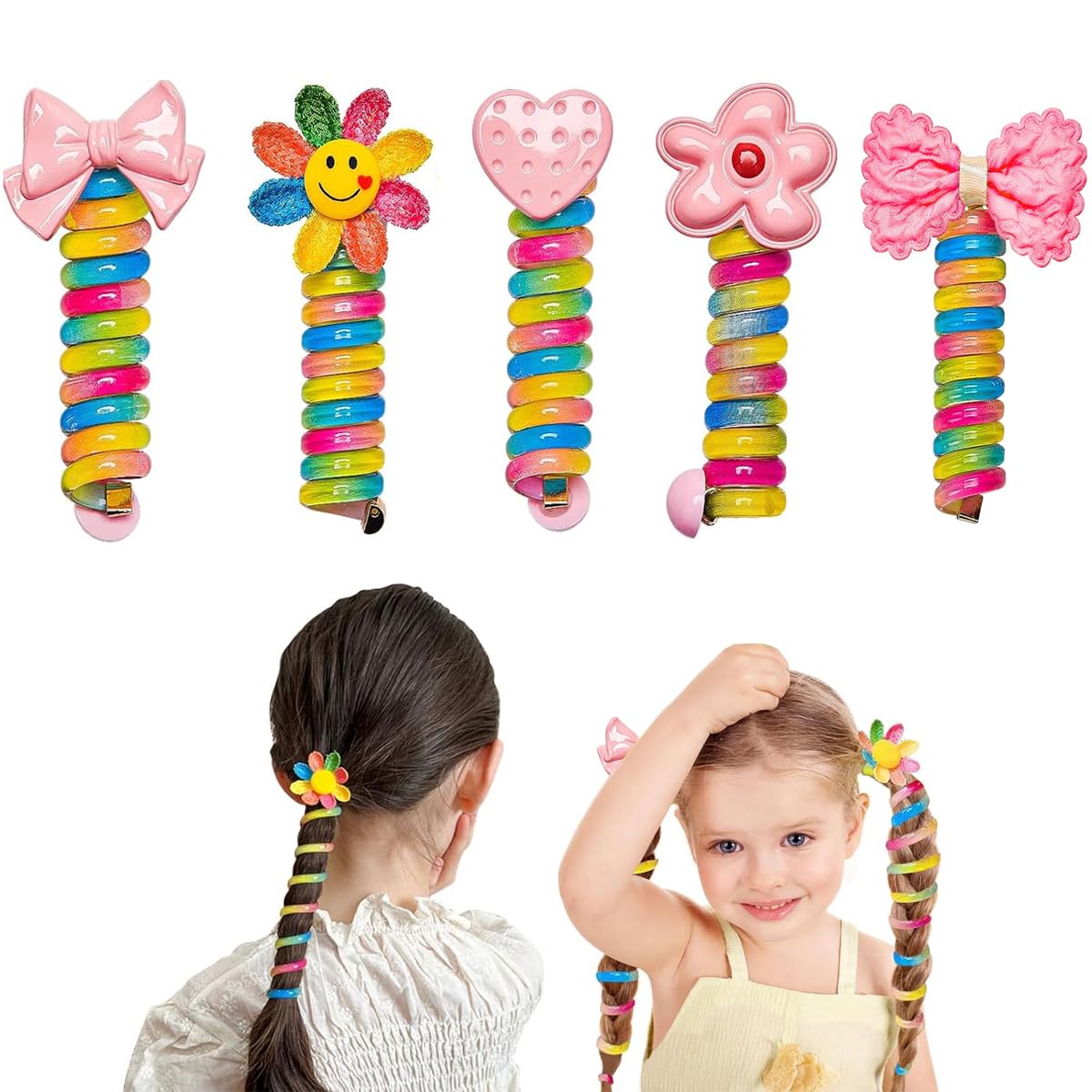 Venzina® 5 Pack Telephone Wire Hair Band for Kids Elastic Spiral Hair Ties for Girls Cute Cartoon Braids Ponytail Holder Maker Kids Hair Accessories for Girls Children Gift (B0CXLZPSG1) Amazon Price History, Amazon Price Tracker