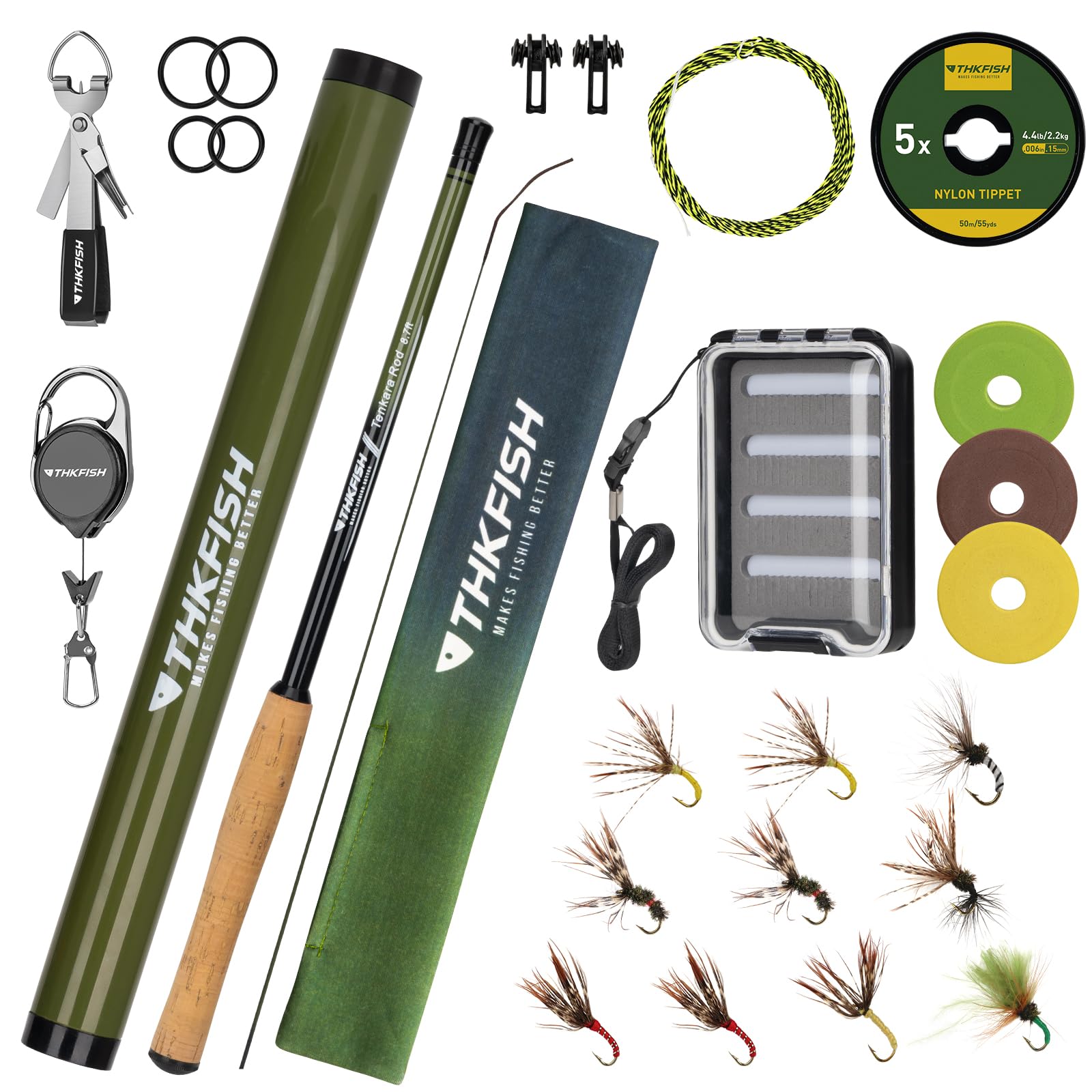 THKFISH Tenkara Fly Fishing Rod Kit 8.7ft/10.6ft/11.6ft 24T Carbon Fiber Telescopic Fly Fishing Combo Kit with Carrying Case Fishing Line and Flyfishing Lure for Streams, Trout, Bass, Salmon