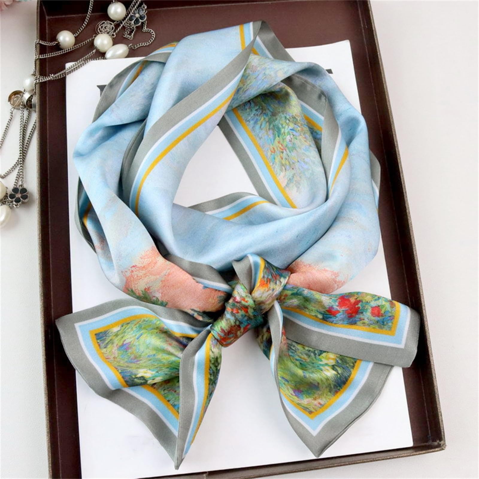 Sciarpa di Seta Sciarpa di seta con temperamento stile pittura a olio primaverile Sciarpa al collo svolazzante Sciarpa lunga di seta Sciarpe di Seta da Donna