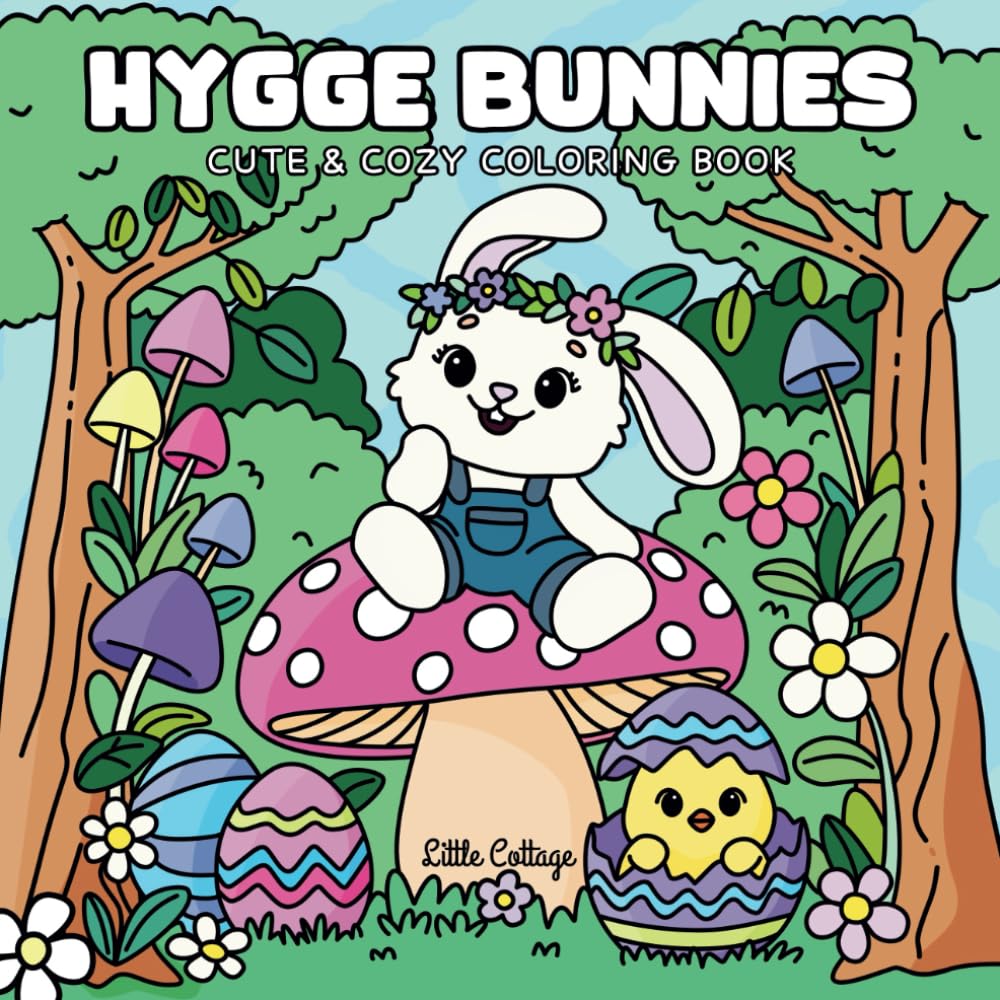 Hygge Bunnies: Cute and Cozy Coloring Book for Adults and Kids Featuring Adorable Bunnies, Cozy Easter Scenes, and Comfy Designs for Stress Relief and ... (Part of: Cute & Cozy Coloring Books)
