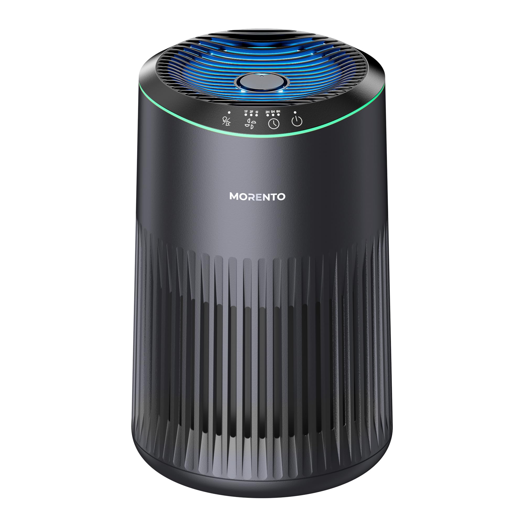 MORENTO Air Purifiers for Home, Small Air Purifier with Sleep Mode for Bedroom Office, Blue Ambient Light, 22dB, MR2566, Black, 1 Pack