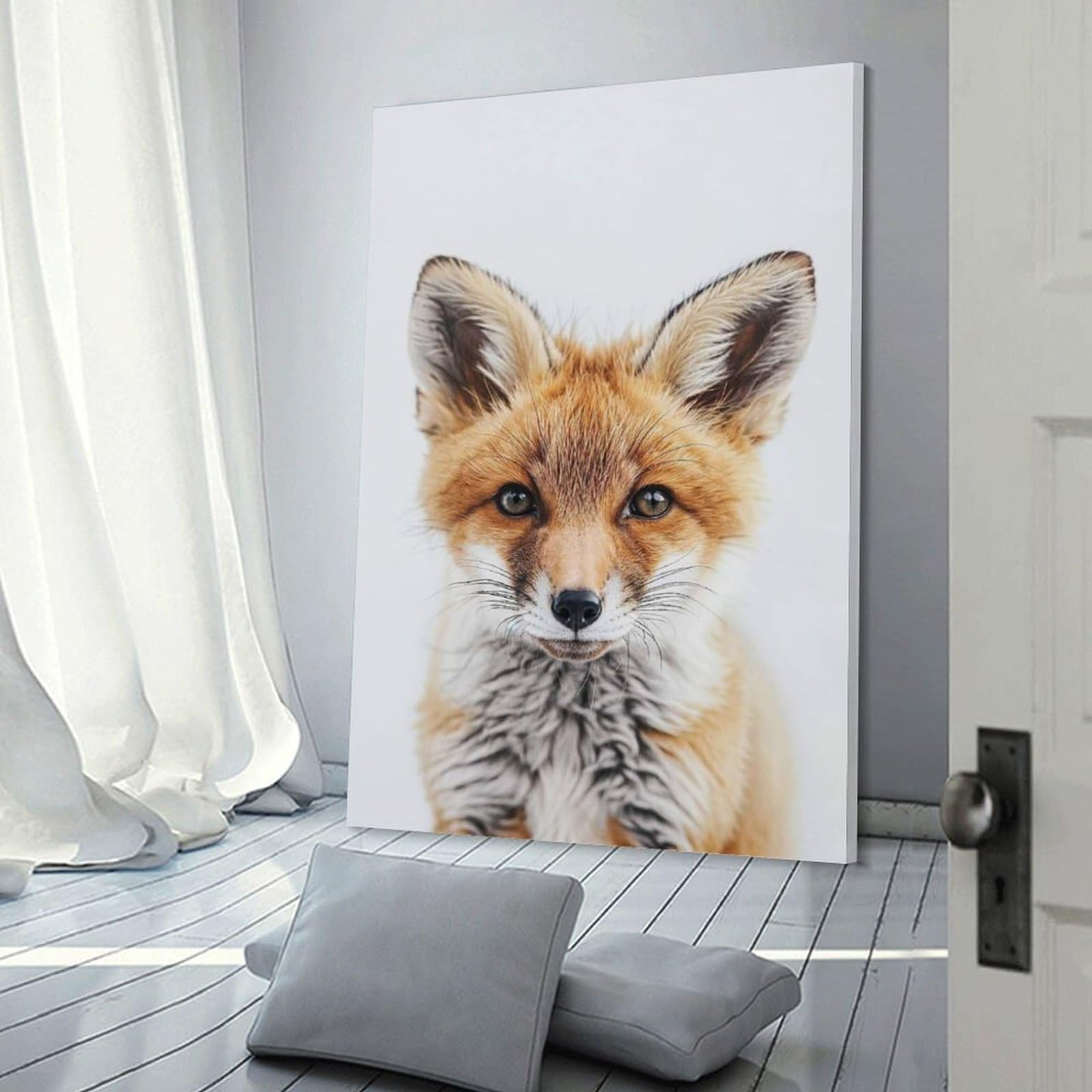 Junmoney Cute Baby Fox Canvas Art Print 24x36inch(60x90cm), for New Homes, Bedrooms Or Workspaces, Gift Idea for Housewarming And Birthdays