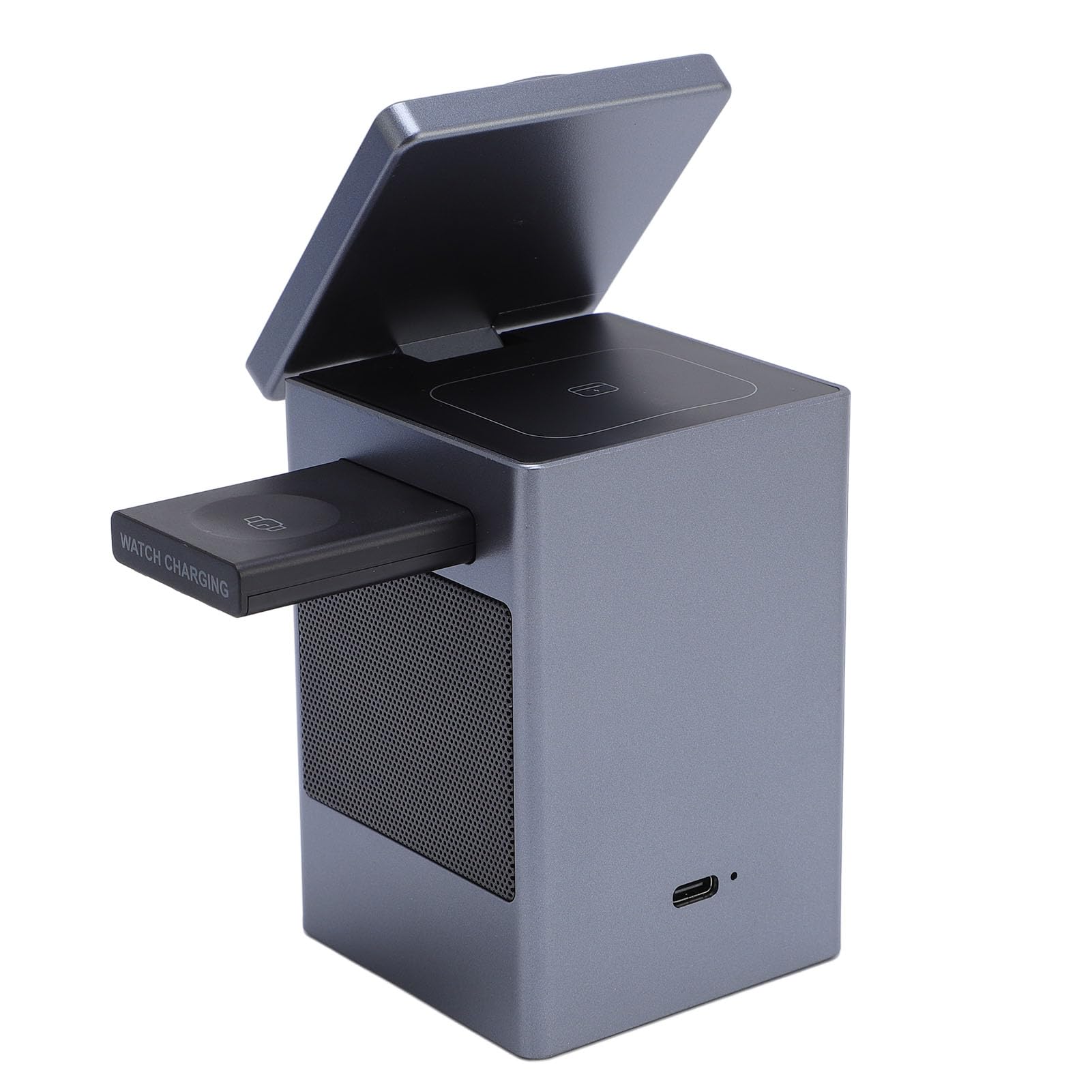 Chargeur à Induction 3 en 1 sans Fil, Station de Charge sans Fil Rapide avec Enceinte Bluetooth, Réveil, écran Pixel, Chargeur Induction Portable pour téléphone iWatch