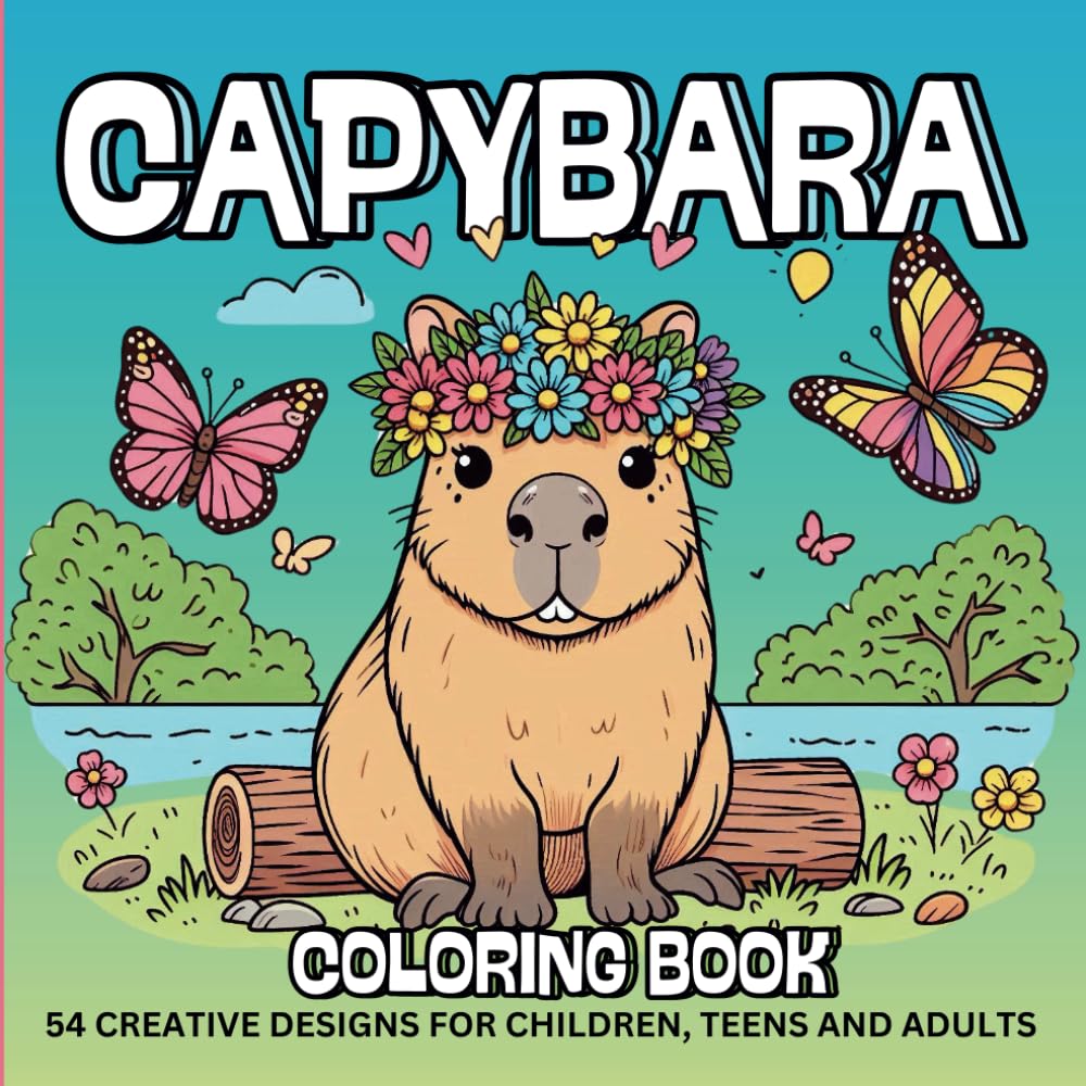 Amazon.com: Capybara Coloring Book: 54 Single Sided Designs, Capybara ...