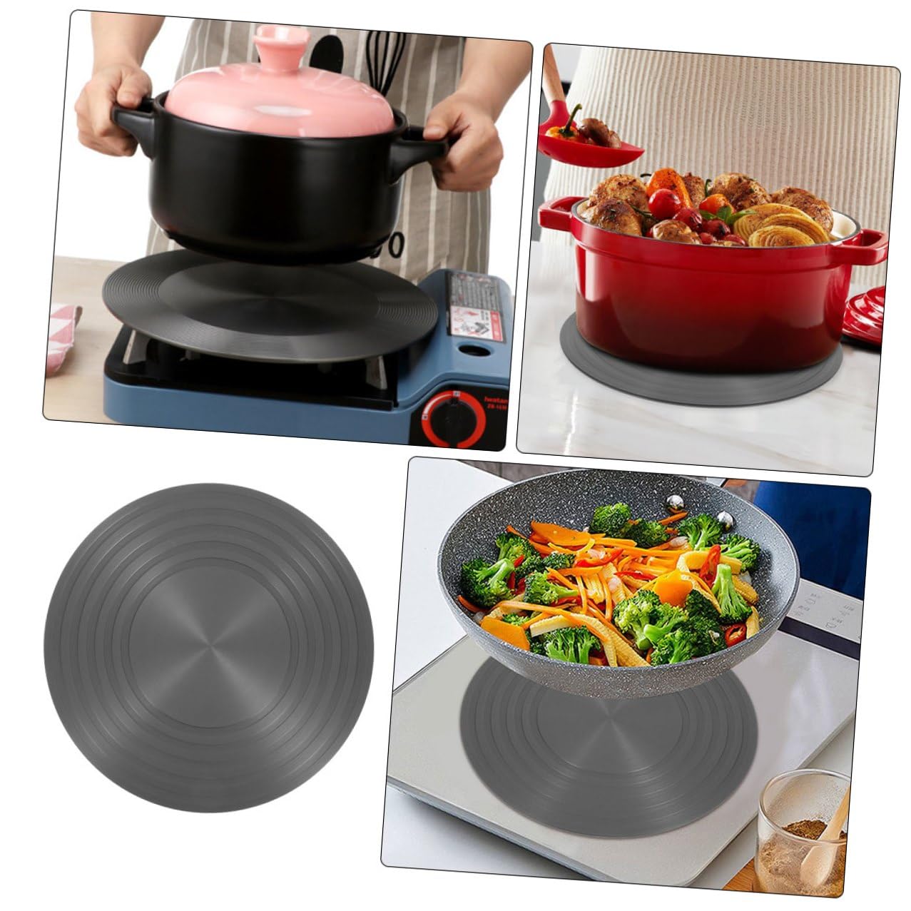 VANZACK Piastra Diffusore di Calore in Alluminio per Fornello Gas Vassoio di Scongelamento Pratico per Cucina Protezione per Pentole e Padelle