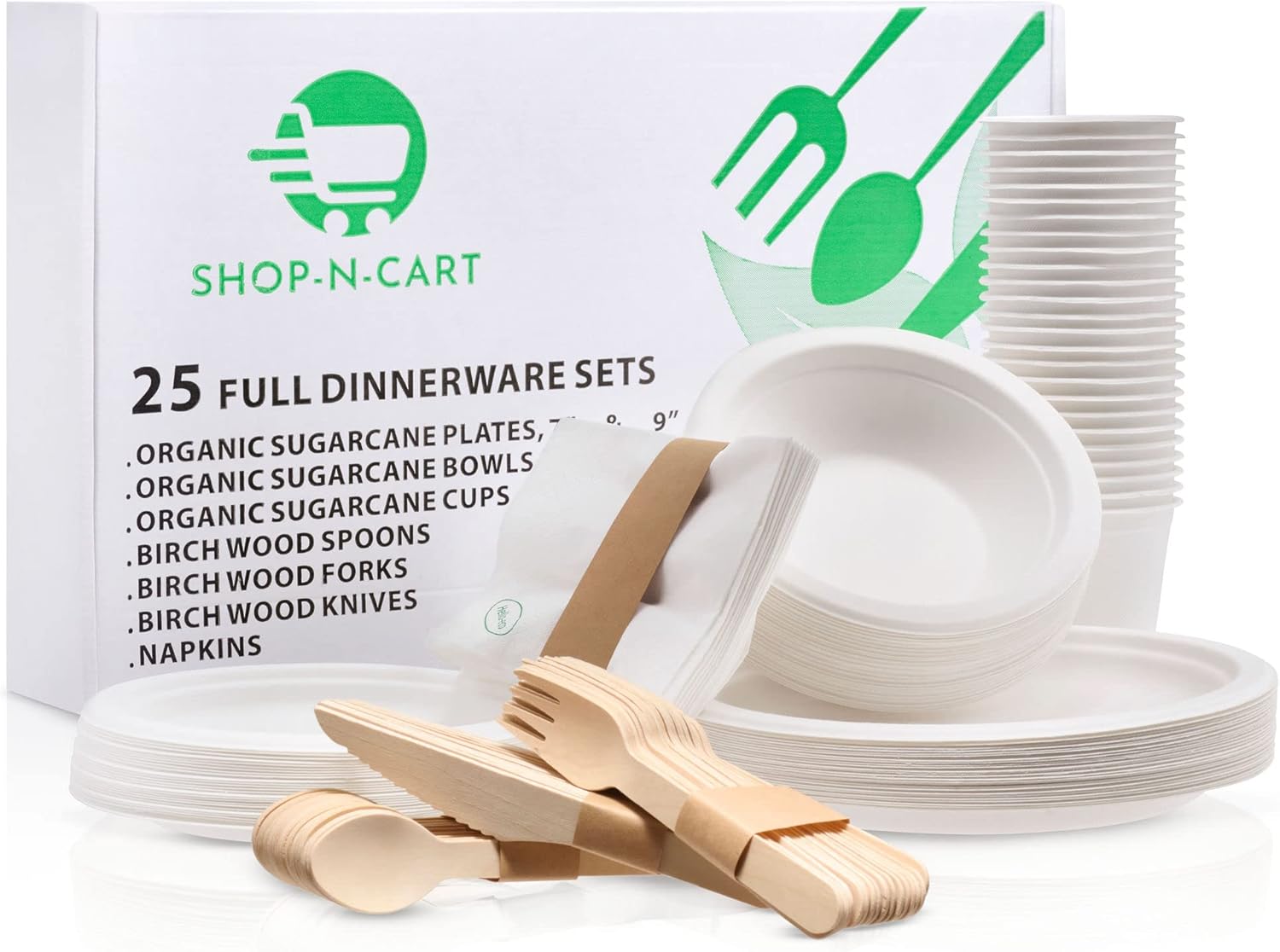 SHOPNCART Disposable Dinnerware Set, Heavy Duty