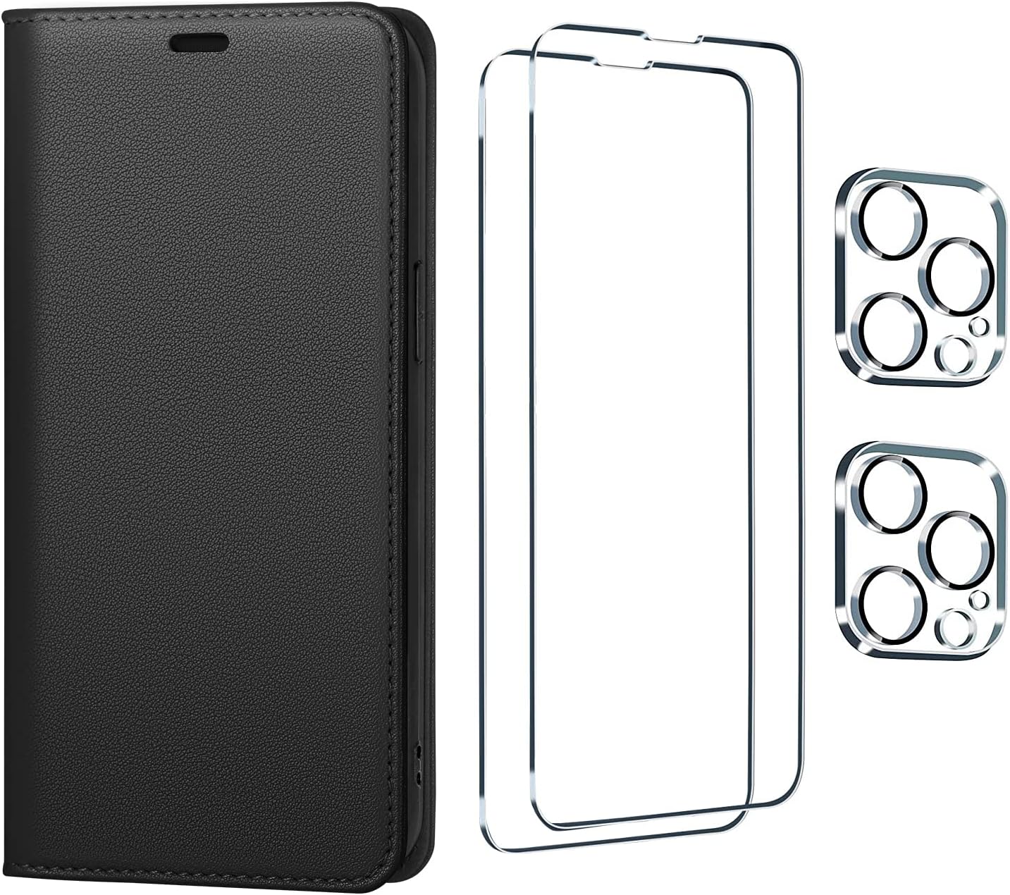 Utook Compatible with iPhone 14 Pro Max Case Wallet, Genuine Leather Magnetic Flip Cell Phone Cases with Credit Card RFID Blocking Shockproof Shell for Phone 14 Pro Max 6.7" 5G Black