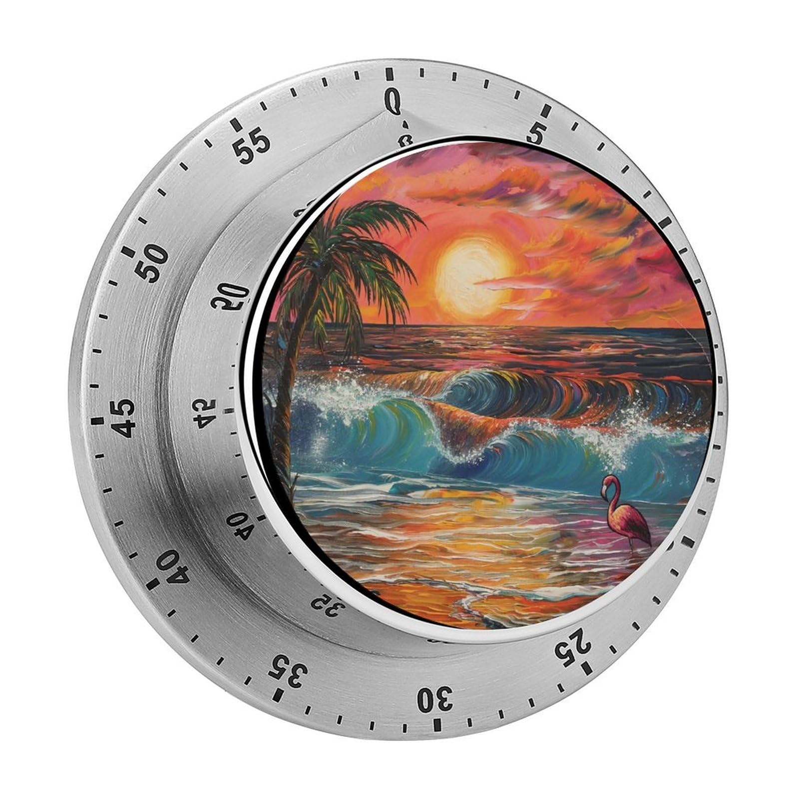Sunset Flamingo Kitchen Timer Magnetic Countdown Countup Timer for Cooking Baking 8x8cm
