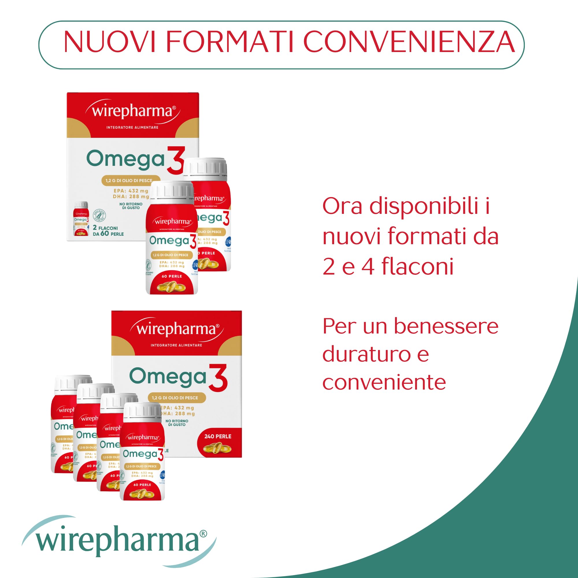 Omega 3 Integratore Alimentare - 432 mg EPA e 288 mg DHA per Perla da Olio di Pesce - Perle Senza Ritorno di Gusto - Supporto Cardiovascolare e Cerebrale (240)